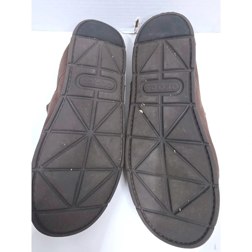 Crocs Santa Cruz Mens Brown Canvas Slip On Loafers Shoes‎ 201235 Size 10
